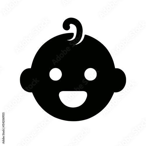 very simple flat and single minimalist Baby Face Silhouettes in black on a white background