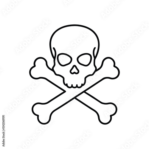 bones crossed under skull line art