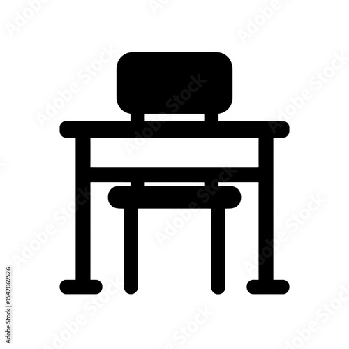 very simple flat and single minimalist School Desk Silhouettes in black on a white background