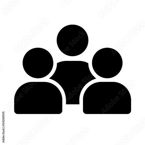 very simple flat and single minimalist Small Group Silhouettes in black on a white background