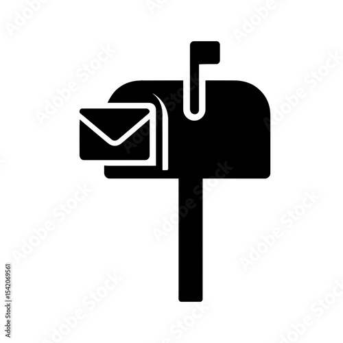 very simple flat and single minimalist Mailbox Delivery Silhouettes in black on a white background