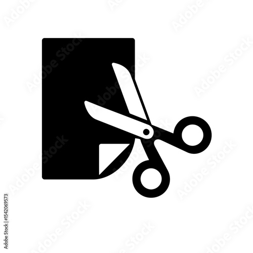 very simple flat and single minimalist Scissors  Paper Silhouettes in black on a white background