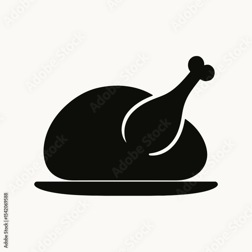 very simple flat and single minimalist Cooked Bird Silhouettes in black on a white background