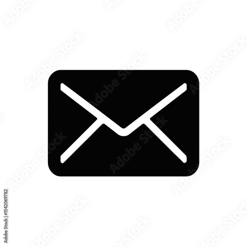 very simple flat and single minimalist Email Silhouettes in black on a white background
