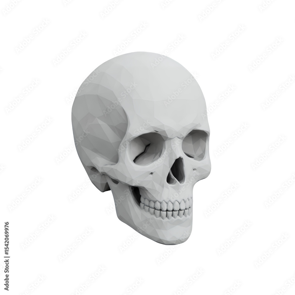 Fototapeta premium Low Poly Skull 3D Rendering on Transparent Background, Halloween and Anatomy Concept, isolated object, editable and scalable vector for your design