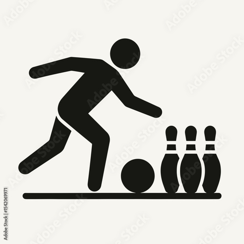 very simple flat and single minimalist Bowling Hurl Silhouettes in black on a white background