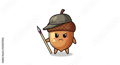 Acorn Warrior: Cartoon Character Ready for Battle