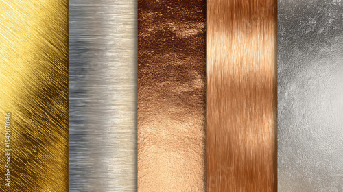 Silver gold circle gradient palette. Bronze aluminum brushed plate. Metal material radial glossy surface sheet. Holographic stainless steel texture background. Chrome platinum finish vector foil shine