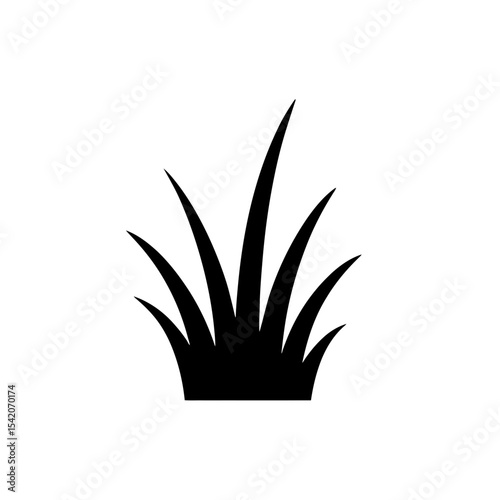 very simple flat and single minimalist Patch of Grass Silhouettes in black on a white background
