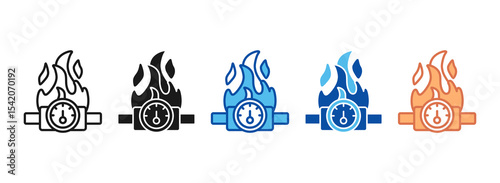 Natural Gas Icon Set Multiple Style Collection