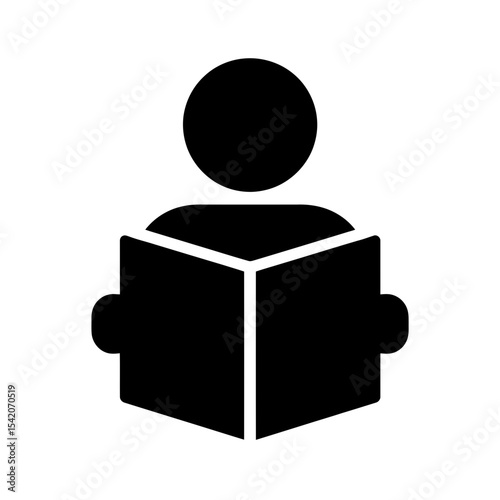 very simple flat and single minimalist Reading Silhouettes in black on a white background