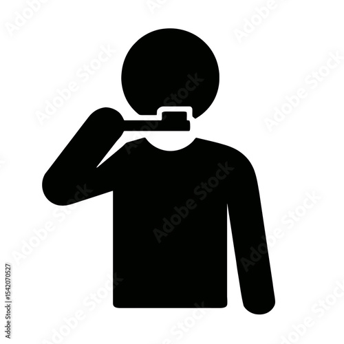 very simple flat and single minimalist Brushing Teeth Silhouettes in black on a white background