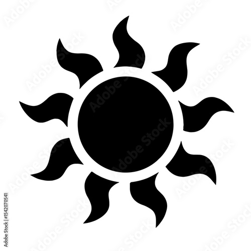 very simple flat and single minimalist Solar Flare Silhouettes in black on a white background