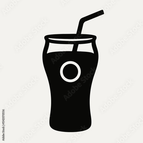 very simple flat and single minimalist Soda Drink Silhouettes in black on a white background