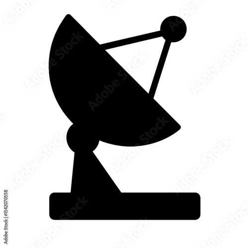 very simple flat and single minimalist Satellite Dish Machine Silhouettes in black on a white background