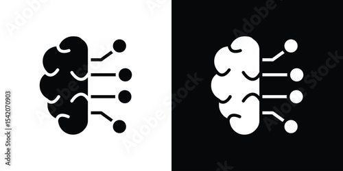 AI brain icon black silhouette for web, and mobile app