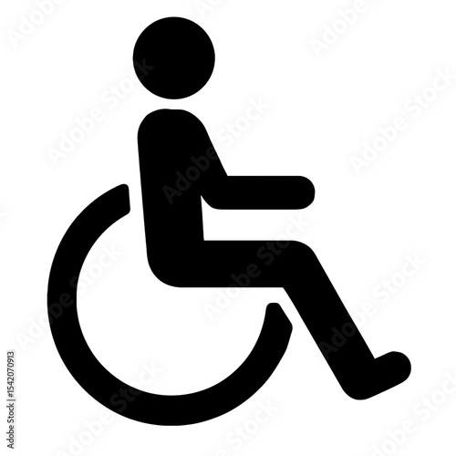 very simple flat and single minimalist Man in a Wheelchair Silhouettes in black on a white background