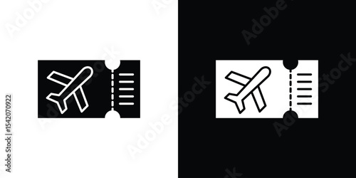 Airline ticket icon black silhouette for web, and mobile app
