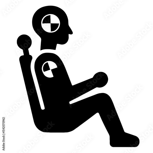 very simple flat and single minimalist Car Test Dummy Silhouettes in black on a white background