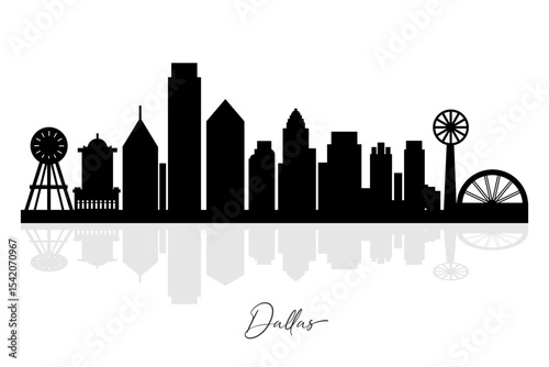Wallpaper Mural Dallas Skyline Silhouette. Dallas City. Black and White Silhouette of Dallas City. Vector Design Isolated on White Background Torontodigital.ca