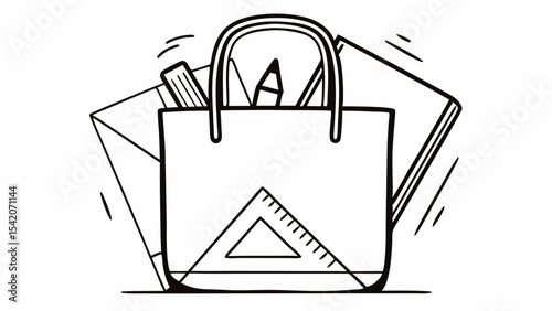 Creative vector illustration of a school bag filled with stationery, perfect for educational materials and back-to-school promotions