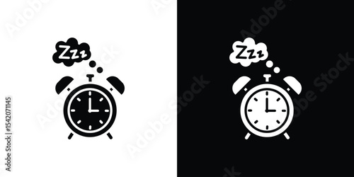 Alarm snooze icon black silhouette for web, and mobile app