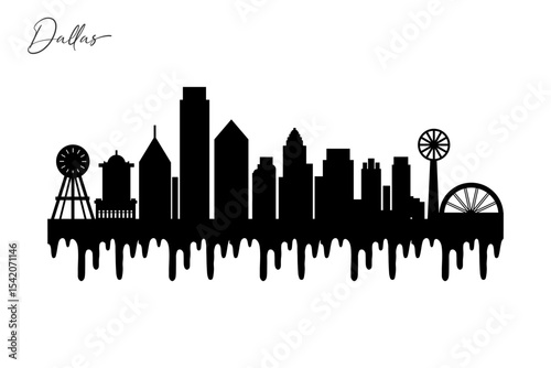 Wallpaper Mural Dallas Skyline Silhouette. Dallas City. Black and White Silhouette of Dallas City. Vector Design Isolated on White Background Torontodigital.ca