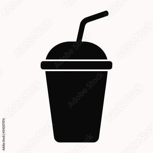 very simple flat and single minimalist Soda Drink Silhouettes in black on a white background