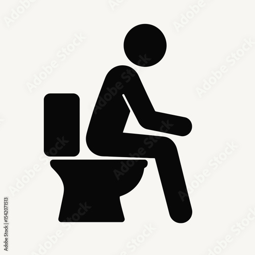 very simple flat and single minimalist Sitting on a Toilet Silhouettes in black on a white background