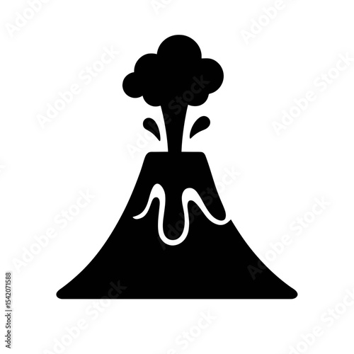 very simple flat and single minimalist Volcano Silhouettes in black on a white background