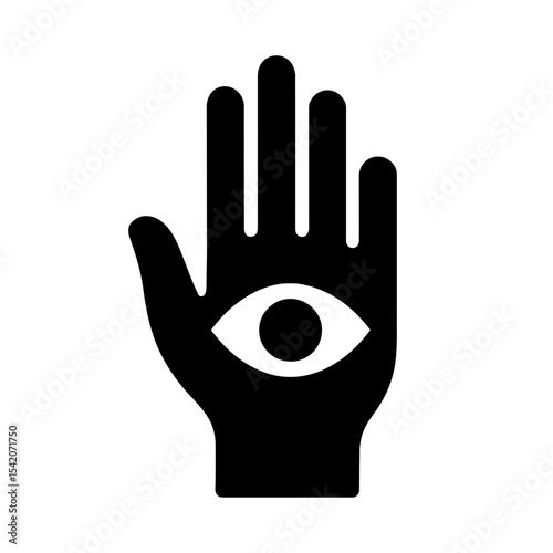 very simple flat and single minimalist Palm Reading Silhouettes in black on a white background