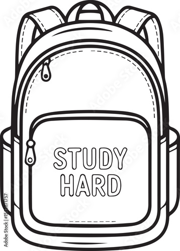 back to school vector illustration School Backpack with 'Study Hard' Message