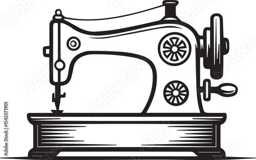 Vintage sewing machine silhouette for crafting projects