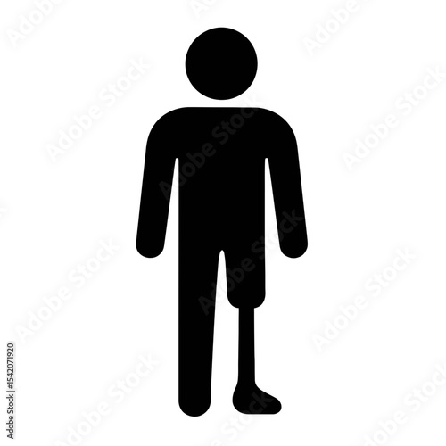 very simple flat and single minimalist Leg Amputee Silhouettes in black on a white background