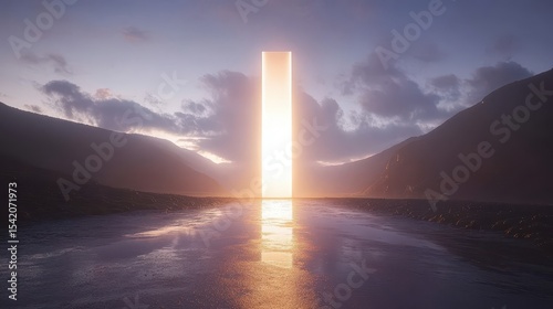 Wallpaper Mural "Mysterious Portal Glowing at Dusk in Mountain Landscape Setting" Torontodigital.ca