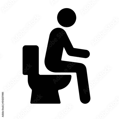 very simple flat and single minimalist Using Toilet Silhouettes in black on a white background