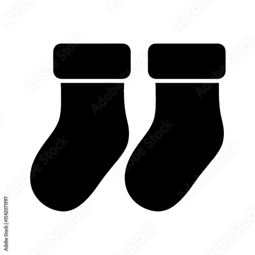 very simple flat and single minimalist Baby Socks Silhouettes in black on a white background