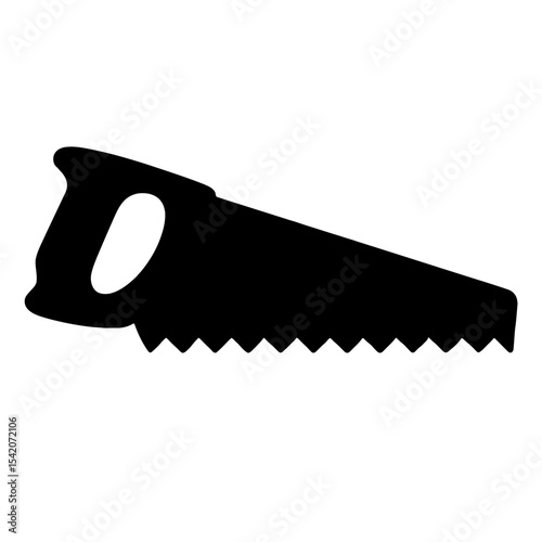 very simple flat and single minimalist Saw Tool Silhouettes in black on a white background