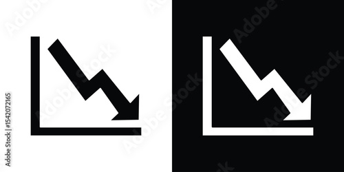 Arrow trend-down icon black silhouette for web, and mobile app