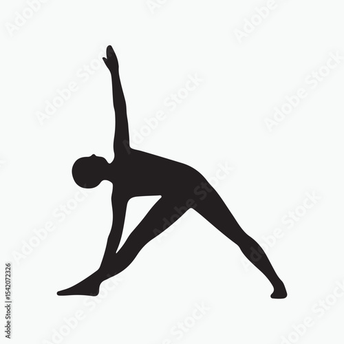 A silhouette defined by geometric shapes. Capture the straight legs, the torso hinged at the hip, and the arms extended in a single vertical line, creating a series of interconnected triangles with th