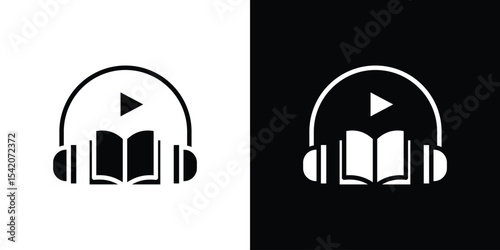 Audiobook icon black silhouette for web, and mobile app