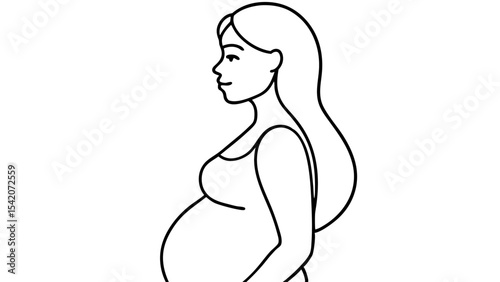 Elegant vector illustration of a pregnant woman side profile, perfect for maternity, wellness, and family-related content
