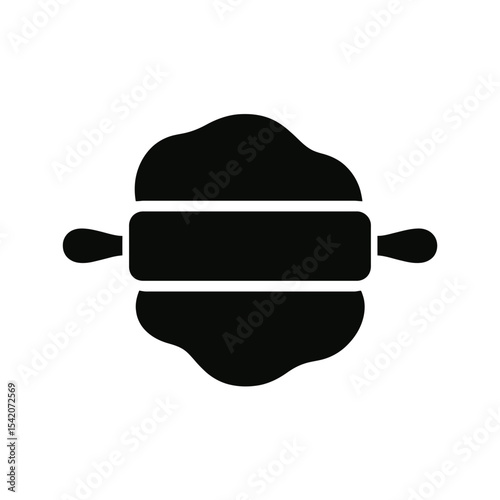 very simple flat and single minimalist Rolling Dough Silhouettes in black on a white background