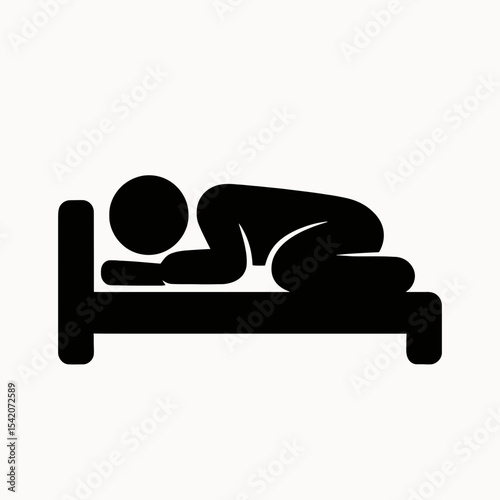 very simple flat and single minimalist Sleeping Silhouettes in black on a white background