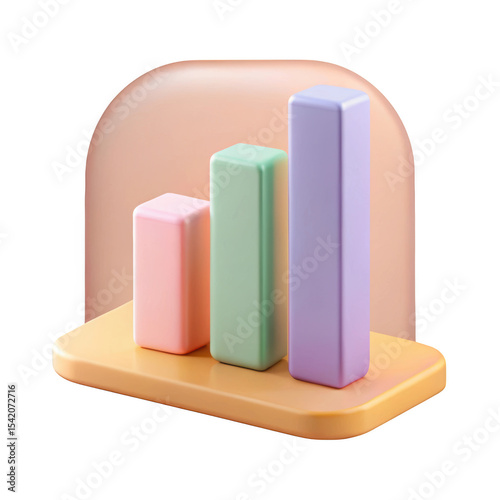 Pastel colored 3d bar graph showing growth