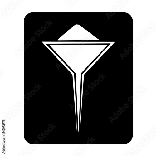a simple funnel icon, white on a black background, useful for graphic design and web design projects.