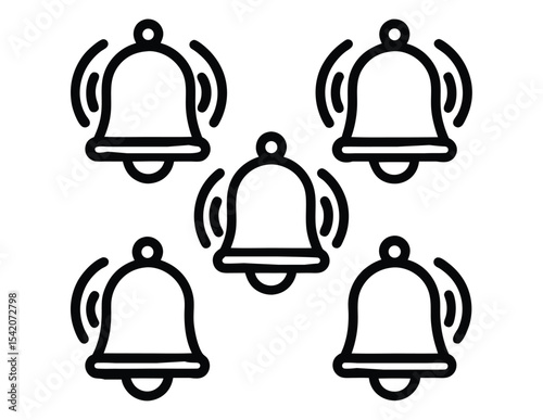 Christmas Bell Line, Solid, Flat and Colour Vector Icon. Editable Stroke. Pixel Perfect. For Mobile and Web.