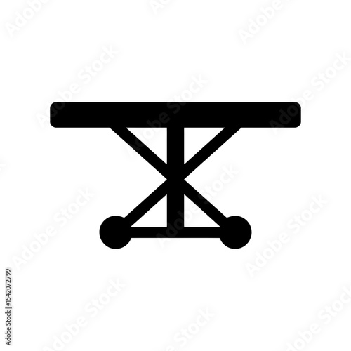very simple flat and single minimalist Operating Table Silhouettes in black on a white background