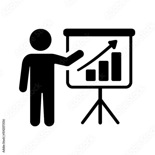 very simple flat and single minimalist Presentation Graph Silhouettes in black on a white background
