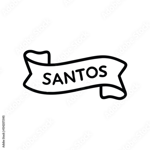 Black Line Curved Ribbon Banner Santos Name Tag Handmade Design Element vector